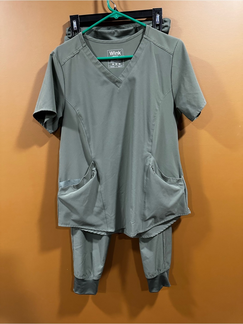 Wink Olive Scrub Top and Jogger Set